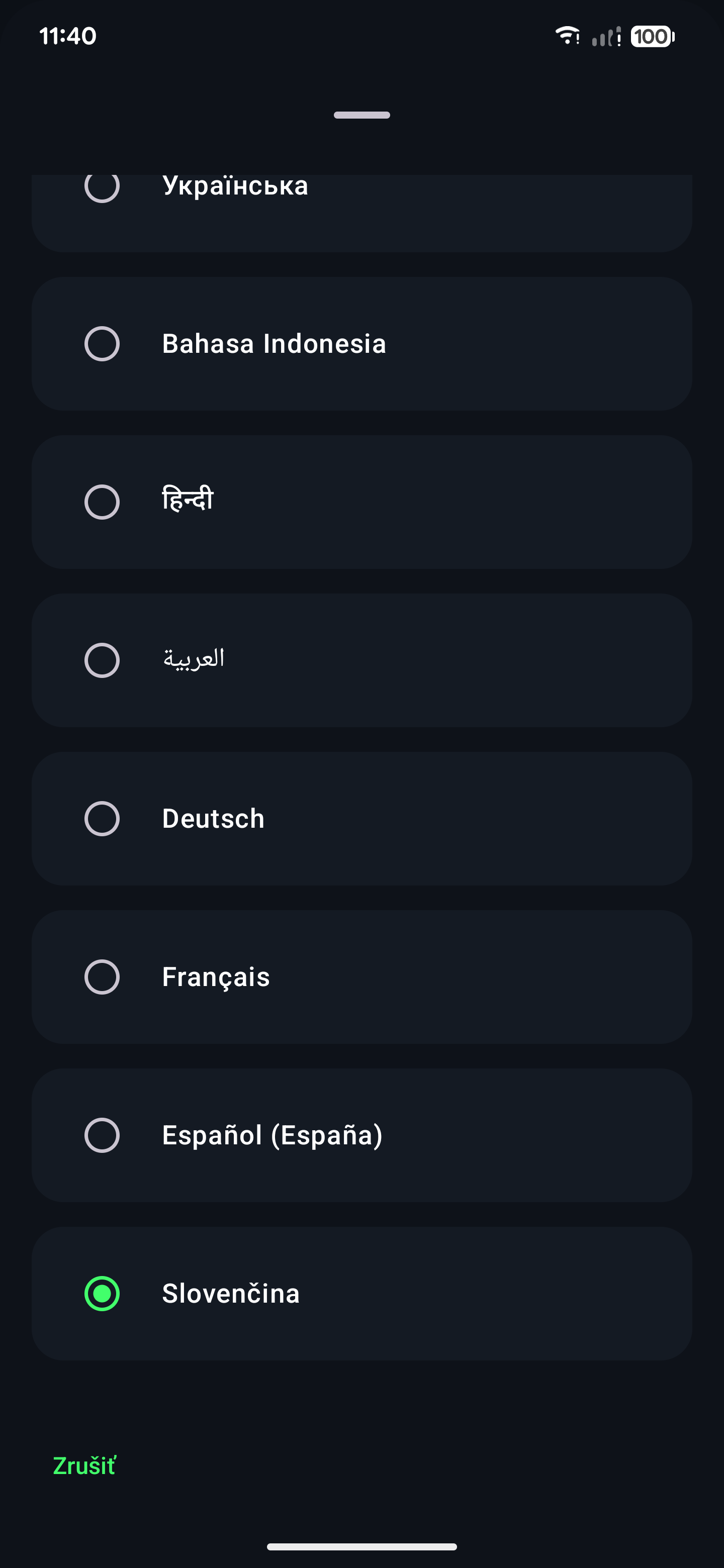 Výber jazyka v slovenčine