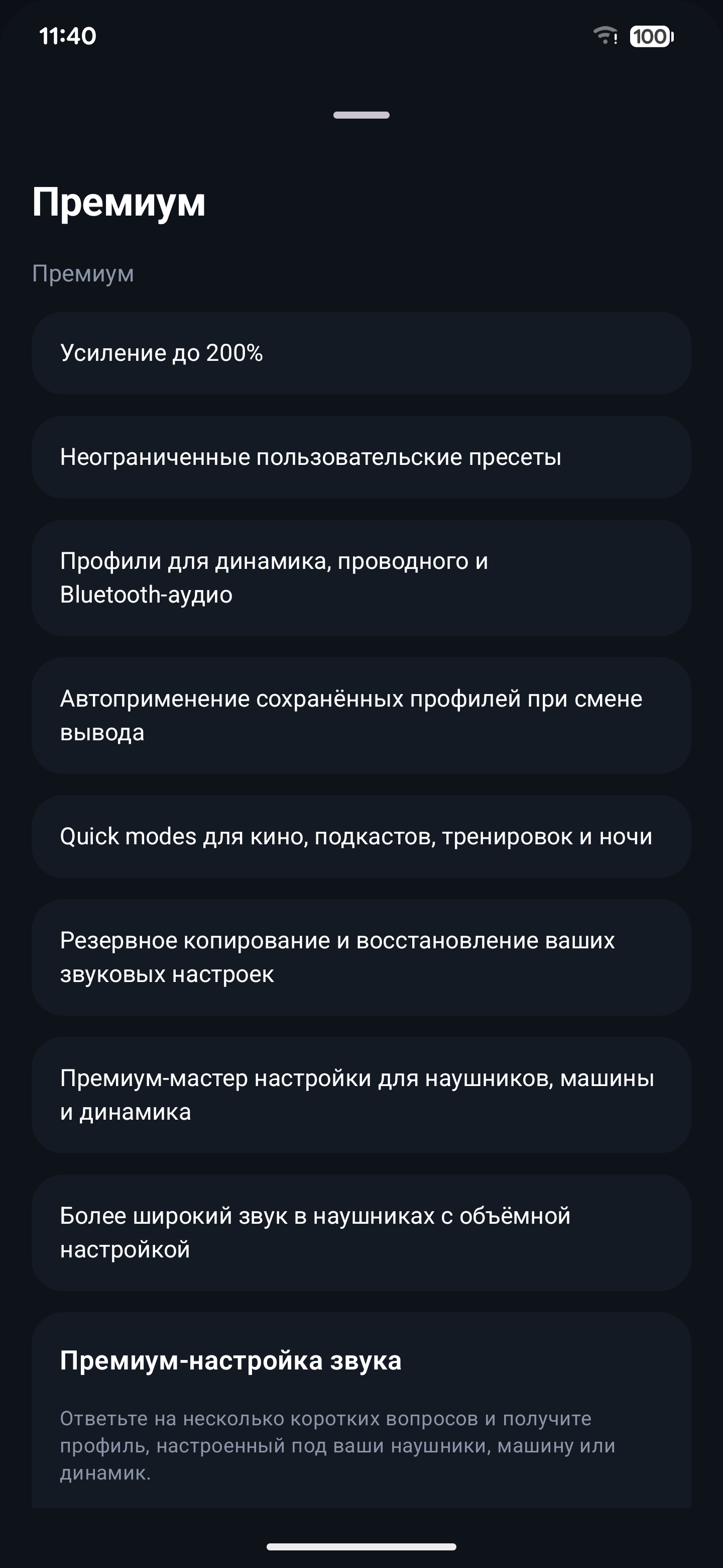 Экран Premium на русском