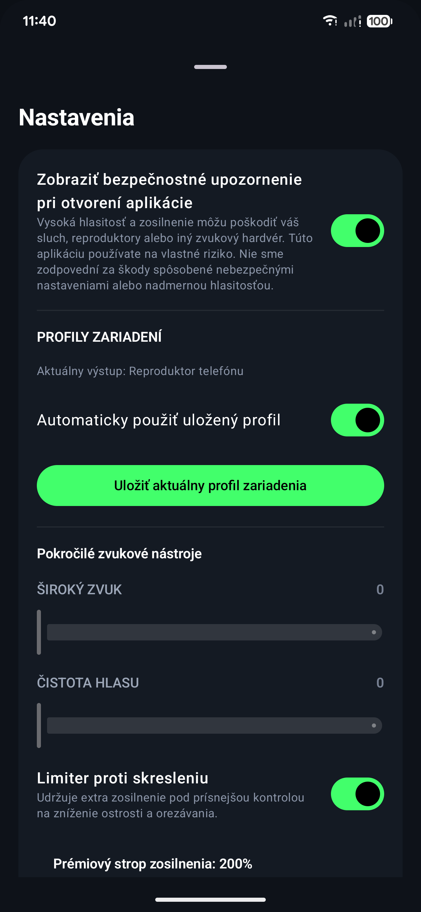 Nastavenia v slovenčine